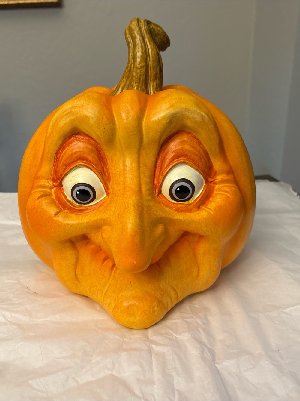 Jack O'Lantern Face Pumpkin Figure Anthromorphic Halloween Decor New 12”